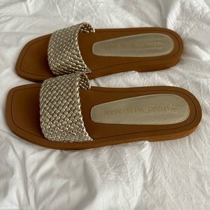 Stuart Weitzman gold slide sandals  8.5